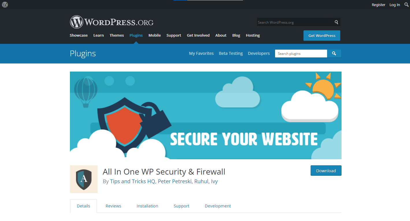 AIO WP Security & Firewall Plugin Image From WordPress.org